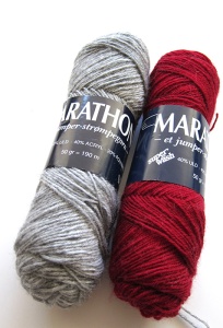 Materials: Marathon in medium gray and deep red.